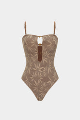 Beaded Backless Slip One-Piece Swimsuit