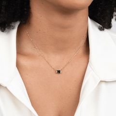 Mona Green Emerald Necklace | Stainless Steel, Adjustable Length