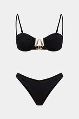 Chiffon | Metallic Decor High-Waisted Bikini Set