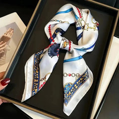 Rosa Silk Scarf | Vintage Equestrian Chain Print, Luxurious Square Scarf for Women