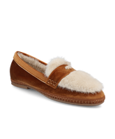 Haven Slipper | Tan Velvet with Faux Fur Lining, Anatomic Footbed