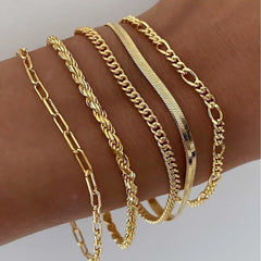 Elysian Bracelet Set | Gold-Plated Elegance, Adjustable Design