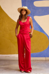 Raya Tailored Pants | Mid Rise, Full Length, Side Pockets