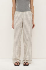 Riva Stripe Pants | Low-Rise Cotton, Elastic Waistband