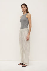 Riva Stripe Pants | Low-Rise Cotton, Elastic Waistband