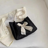 Large Bow Accent Tote Bag | Soft Textured Finish