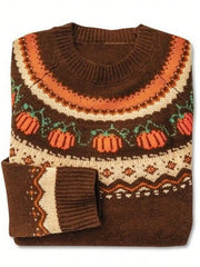 Pumkin Sweater | Jacquard Woolen Pullover