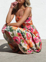 Isadora | Floral Backless Slip Maxi Dress