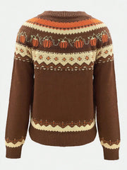 Pumkin Sweater | Jacquard Woolen Pullover