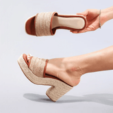 Célie | Natural Woven Heels