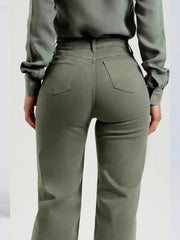 Jade Wide-Leg Trousers | Frayed Hem, Soft Denim