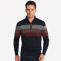 Quest Quarter-Zip Sweater | Striped Cotton Blend, Relaxed Fit