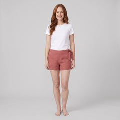 Blythe Linen Shorts | Side Tie Detail, Tuscan Red