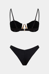 Chiffon | Metallic Decor High-Waisted Bikini Set