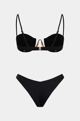 Chiffon | Metallic Decor High-Waisted Bikini Set