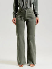 Jade Wide-Leg Trousers | Frayed Hem, Soft Denim