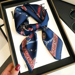 Rosa Silk Scarf | Vintage Equestrian Chain Print, Luxurious Square Scarf for Women
