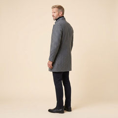 Garrick Men's Wool Blend Coat | Tailored Slim Fit, Stand-Collar Overcoat
