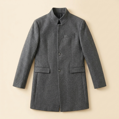 Garrick Men's Wool Blend Coat | Tailored Slim Fit, Stand-Collar Overcoat