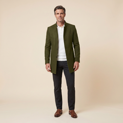 Jaxon Men's Coat | Slim Fit Wool, Collarless Open Front Blazer