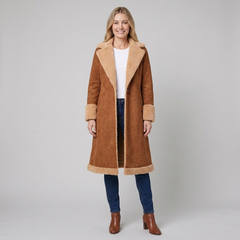 Jovia Trench Coat Women | Faux Suede, Full-Length Warmth