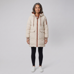 Bella Winter Coat | Long Beige Puffer Jacket, Lightweight Down Design