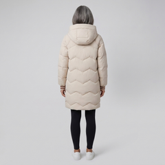 Bella Winter Coat | Long Beige Puffer Jacket, Lightweight Down Design