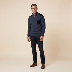 Haven Men's Sweater | Quarter Zip, Knitted Stand-Up Collar
