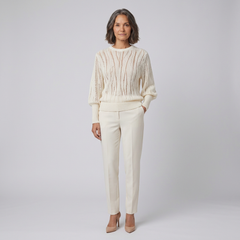 Ophelia Sweater | Ribbed Knit, Openwork Dolman Sleeve