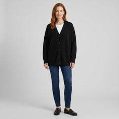 Sable Black Cardigan | Soft Knit with Pockets, V-Neck Design