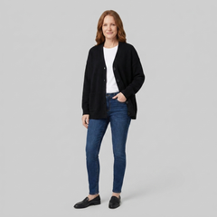 Sable Black Cardigan | Soft Knit with Pockets, V-Neck Design