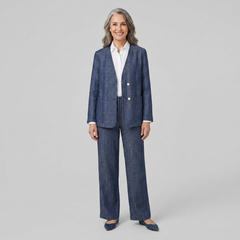 Elysian Reversible Jacket | Lyocell Linen, Denim Texture, V-Neck
