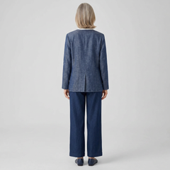 Elysian Reversible Jacket | Lyocell Linen, Denim Texture, V-Neck