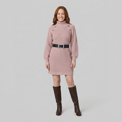 Elysia Knit Sweater Dress | Turtle Neck, A-Line Silhouette for Women