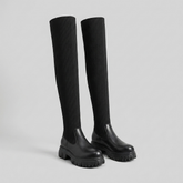 Evelyn Knee High Boots | Vegan Leather, Ribbed Design