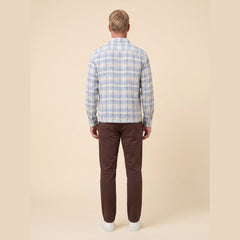 Hindley Boxy Shirt | Linen Cotton Blend, Light Blue Check