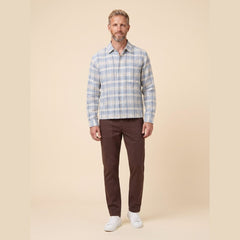 Hindley Boxy Shirt | Linen Cotton Blend, Light Blue Check