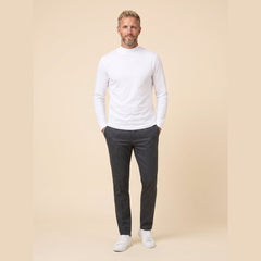 Maverick Long Sleeve T-Shirt | Brushed Cotton, Mock Neck, White