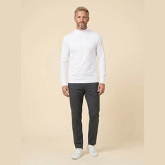 Maverick Long Sleeve T-Shirt | Brushed Cotton, Mock Neck, White