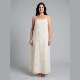 Mira Maxi Dress | Beige Cutwork, Adjustable Straps