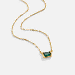 Mona Green Emerald Necklace | Stainless Steel, Adjustable Length