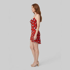 Rivella Summer Dress | Red Butterfly Print, Cowl Neckline, Mini Silhouette