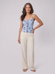 Alana Cami Top | Blue Floral Print, Frill Detail, Going Out Top