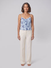 Alana Cami Top | Blue Floral Print, Frill Detail, Going Out Top
