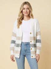 Alayah | Striped Button-Down Cardigan