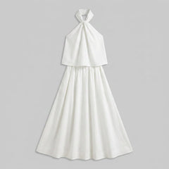 Amara | Maxi Set Cotton-Linen, Halter-Neck Design