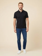 Arden Men's Polo Shirt | Black Cotton Jersey, Tailored Fit