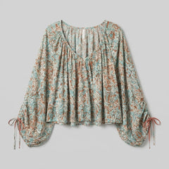 Arianna Floral Blouse | Organic Cotton Blend, Puff Sleeve Design