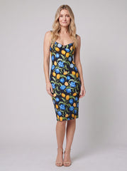 Arielle Women's Dress | Black Floral Print, V-Neck Back, Cocktail Party
