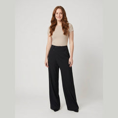 Astra | Wide Leg Trousers Asymmetrical Design, Black Dress Pants for Women